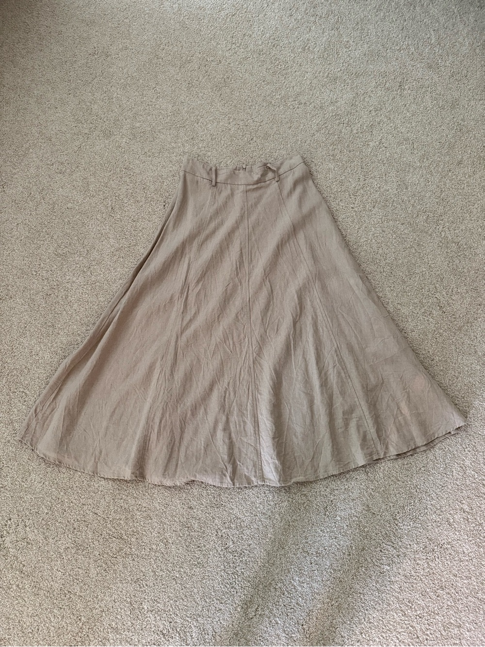 Zara Beige A-Line Midi Skirt